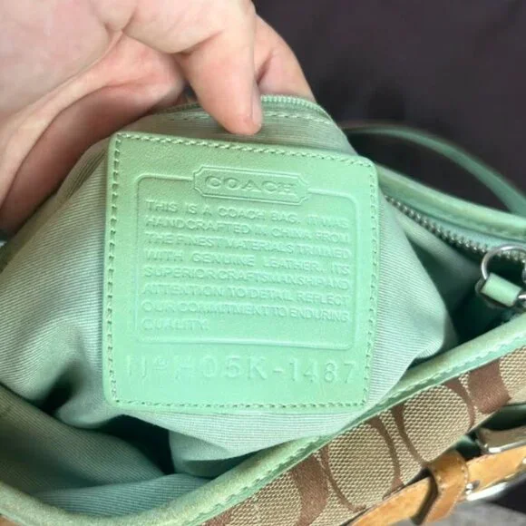 Coach Mint Green Canvas and Suede Bag w/ Dust Bag - Picture 5 of 10